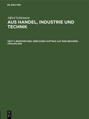cover image of Briefwechsel über einen Auftrag auf eine Brauerei-Kühlanlage
